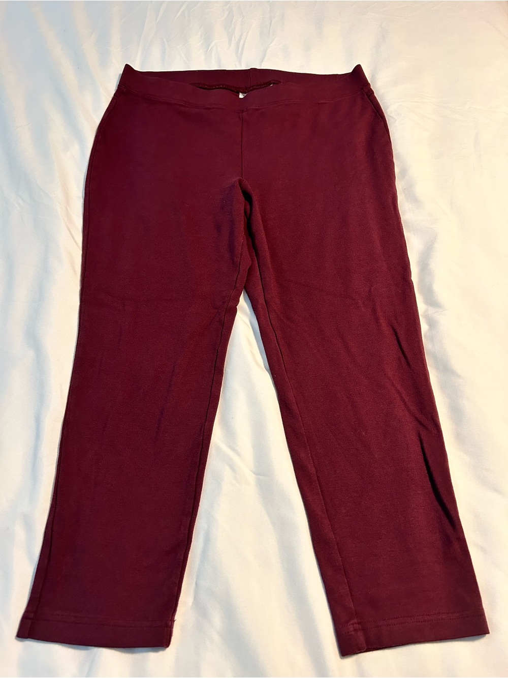 Women with Control Burgundy Crop Pull-On Pants
